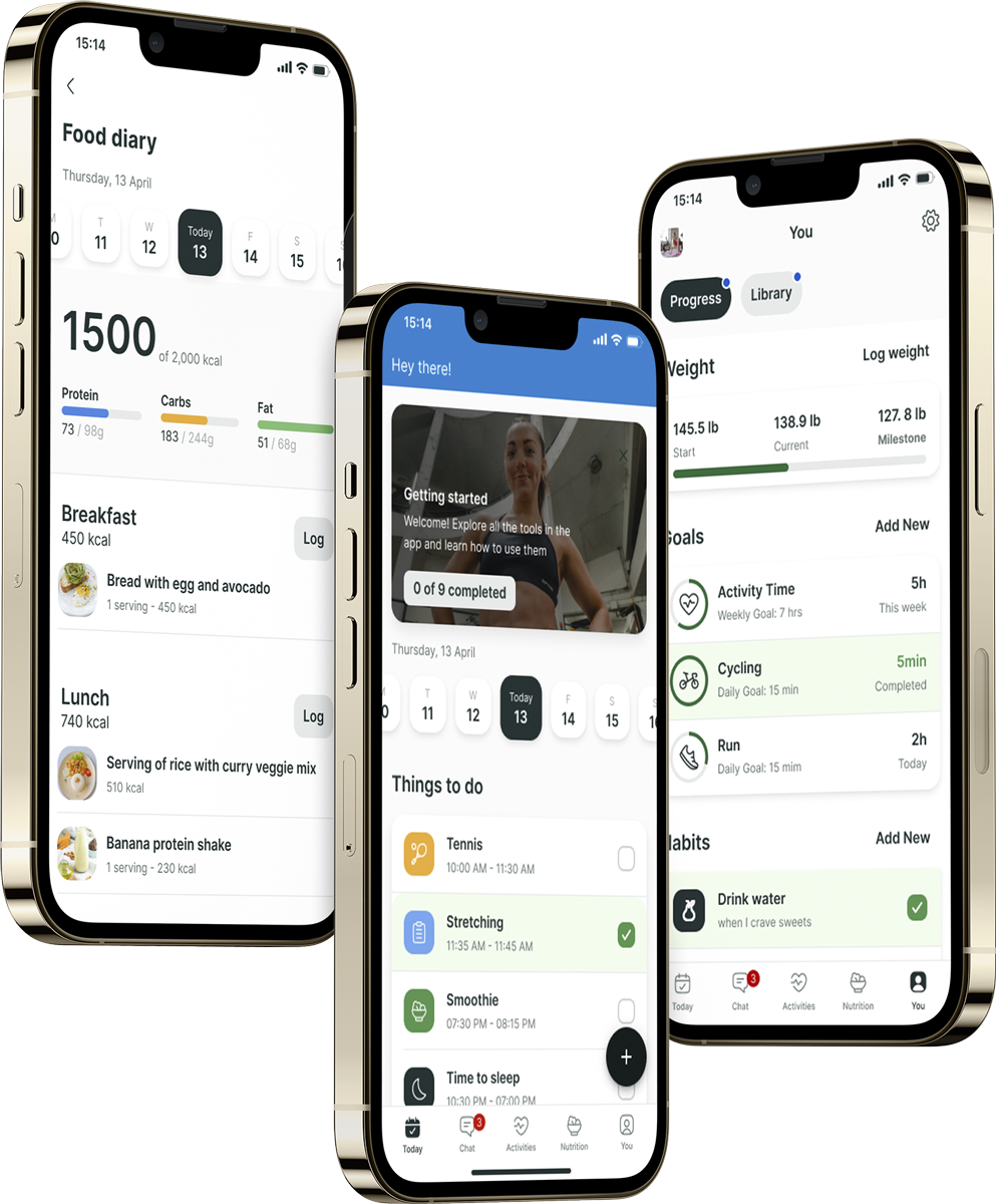 A mockup of the coaching app showcasing the features.
